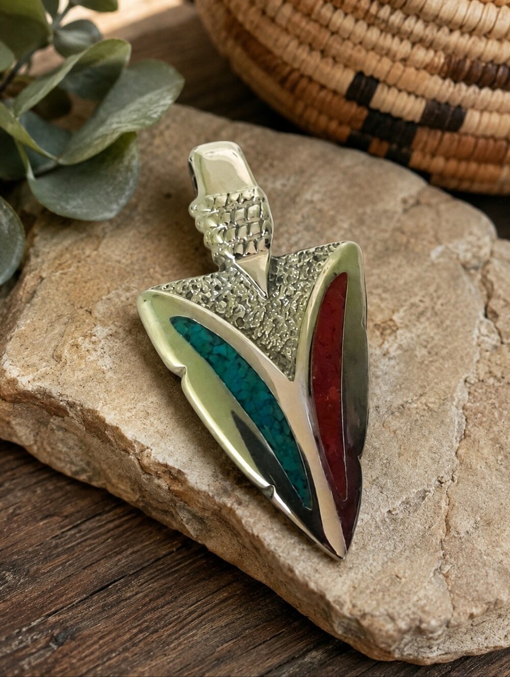 Silver Stone pendant Arrowhead